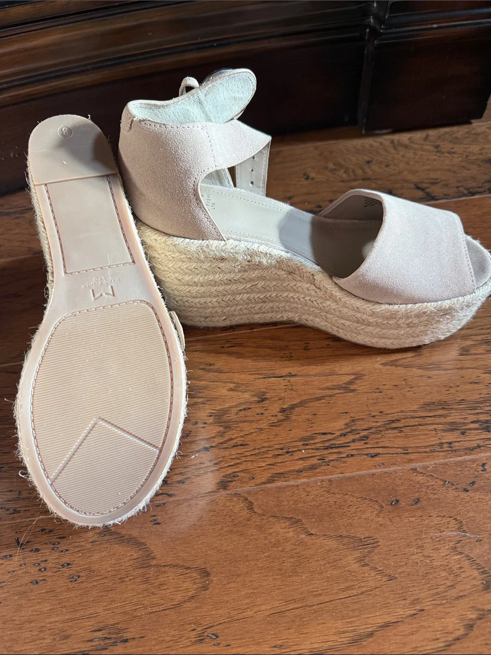 Marc Fisher Beige Espadrille Wedge Sandals